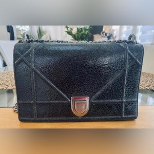 Diorama Classic first edition bag, crackled patent black leather.